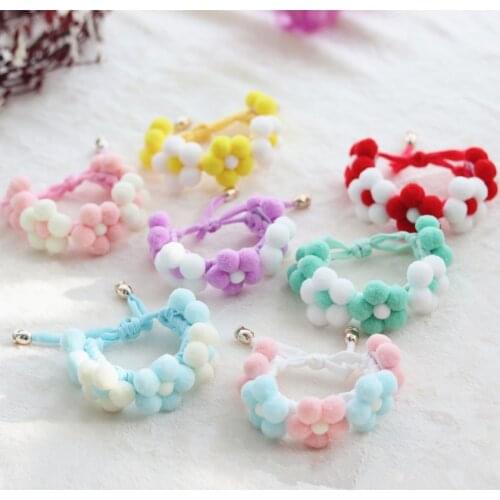 Macaron Colorful Plush Dog Collar Bib Sweet Cat Accessories for Puppy Floral Neckerchief Handmade Pet Bows Scarf Yorkie Ragdoll