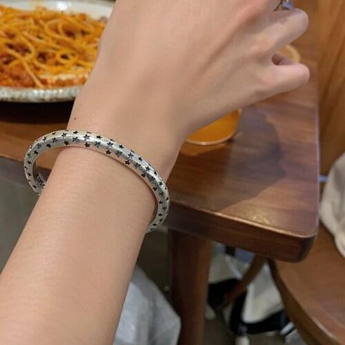 VENTFILLE 925 Sterling Silver Open Bracelet Bangles for Women IN Fashion Vintage Punk Stars Party Jewelry Gifts Wholesale