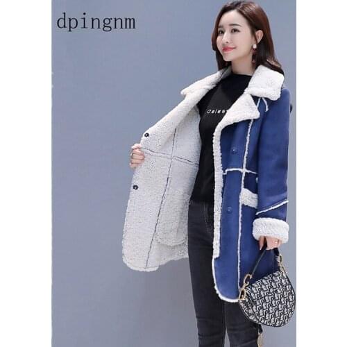 Casual Thick Cotton Womens Winter Faux Lambs Wool Coat 2019 Fashion Flannel Woman Warm wool blends long Coats