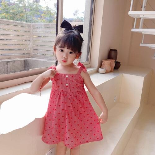 Girls' dresses 2021 summer new style fashion printed love suspender strapless dress for 2-6 years old