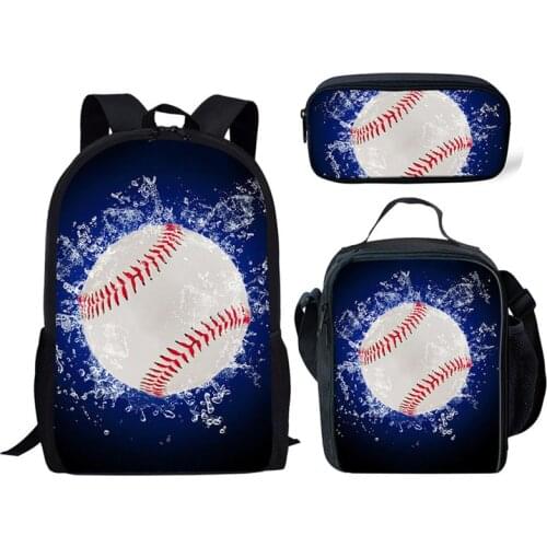WHEREISART Baseball 3D Printing School Backpack for Kids Bag 3pcs/set School Bags Children Primary Schoolbag Boys Book Bags