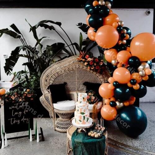 Happy Halloween Balloons Garland Kit DIY Balloon Arch Kit Latex Black Orange Skull Bat Balloons for Halloween Party Home Decor