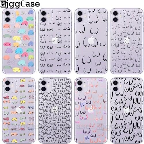 Boobs Art Print Soft phone Case For iPhones 12 Mini 11 Pro Max XR X XS 6 6S 7 8 Plus SE 2020 Sexy woman Silicone tpu Cover Coque