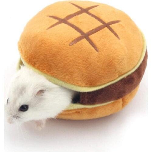 Warm Soft Cotton Nest House Bed House Portable Hang Nest For Small Animals Hamburger Shape Hut Winter Warm Pet Hamster 2021 New
