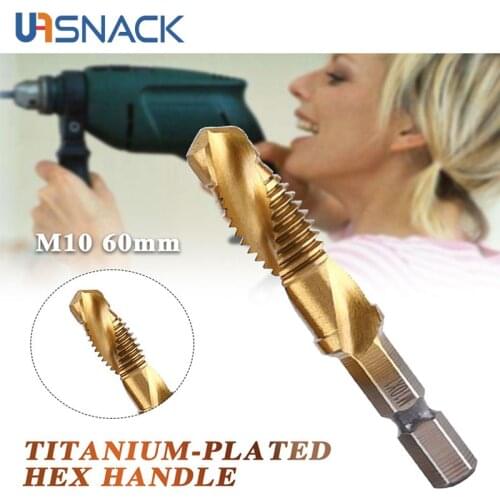 Titanium Plated Hex Shank HSS Screw Thread Metric Tap Metal Drill Bits Screw Machine Compound M3 M4 M5 M6 M8 M10 Hand Tools