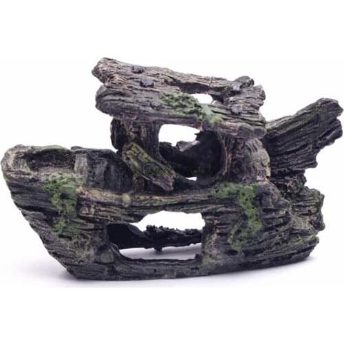 Fish Tank Decoration Cave Decor Sailing Boat Shipwreck Aquarium Sunk Ship