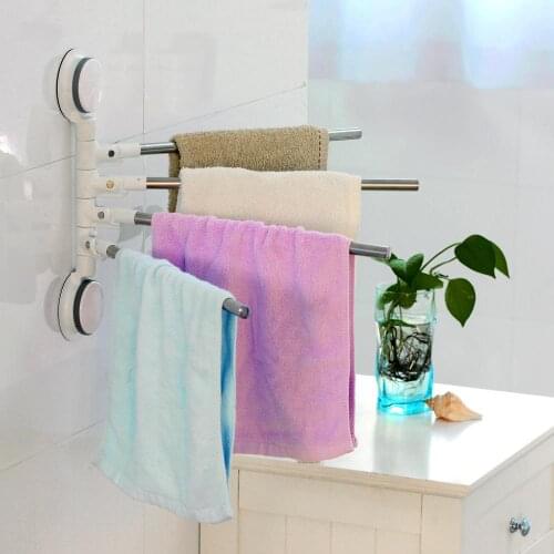 Suctorial Towel Rack Hole-free Strong Bathroom Bathroom Plastic Stainless Steel Wall Hanging Four Bars