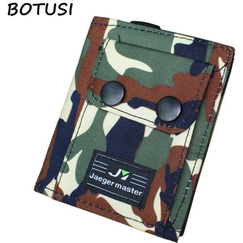 BOTUSI New Vintage Denim Jeans Canvas Wallets Best Gift for Boyfriend Short Zipper Coin Bag Purses Army Camouflage Man Wallet