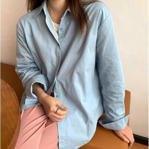 2021 Spring Autumn Women Shirts Loose Cotton Oversized Blouses Female Tops Loose Single-breasted Korean Fashion Casual Blusas