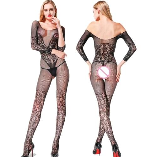 Women Sexy Bodystocking Lingerie Bodysuit Underwear Fishnet Open Crotch Crotchless Catsuit Mesh Tights Erotic Babydoll Teddies
