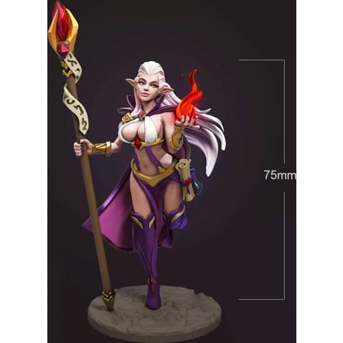 1/24 75mm Resin Model Kits The Witch Female Girl Figure Unpainted No Color RW-224