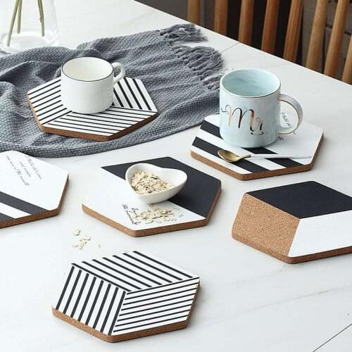 1PC Hexagon Cork Wood Coaster Kitchen Anti-Hot Insulation Pot Pad Home Nordic Place Mat Bowl Mat Decorative Table Mats