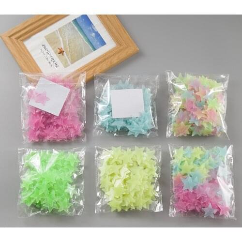 100pcs Luminous Stickers Glow In The Dark Stars Sticker Toys Decals For Kids Baby Rooms Colorful Fluorescent Stickers