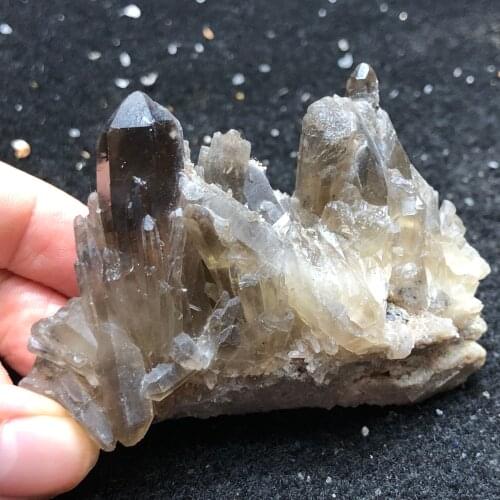 125.8gNatural crystal tea Topaz rough smoky crystal Obelisk aura healing round vein home decoration1PC