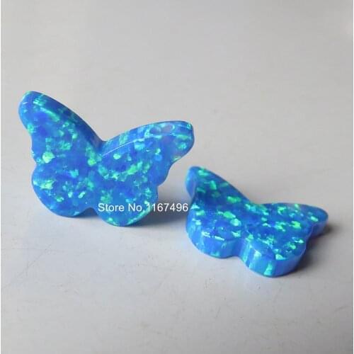 2pcs/ lot OP05 Dark Blue Butterfly Opal Synthetic Butterfly Opal Stone for DIY Jewelry