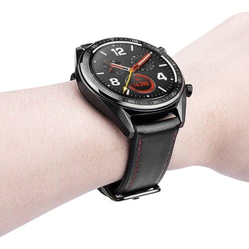 22mm leather band For huawei watch GT For Samsung Galaxy watch 3 Active 2 silicone strap business style Watchbands Metal Buckle