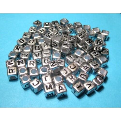 Acrylic Cube Spacer Single Individual Alphabet Letters Beads 6mm For DIY Bracelets Necklaces Making Free Shipping A TO Z 2600pcs
