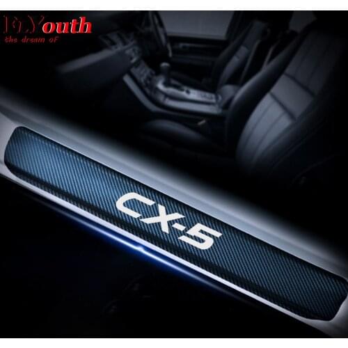 Car Styling For MAZDA CX 5 CX-5 CX5 Carbon Fiber Vinyl Stickers Car Door Sill Protector Door sill guard Car Accessories 4Pcs