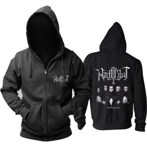 4 Designs Zipper Sweatshirt Nachtblut Rock Band Goat Bone Rocker Hoodies Punk Heavy Dark Metal Clothing Sudadera Fleece Gothic