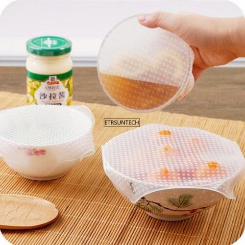 50Set Silicone Fresh Keeping Cover Reusable Food Wrap Film Elastic Stretch Seal Transparent Cover Kitchen Accessories