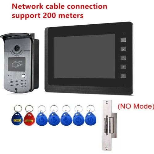 7 inch Network cable connection Video Door Phone Doorbell Intercom System with Electric Strike Lock