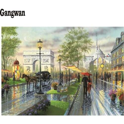 New arrival 5D DIY Diamond Painting city Street scenery Diamond Embroidery Sale Rainy day couple abstract landscape Mosaic decor