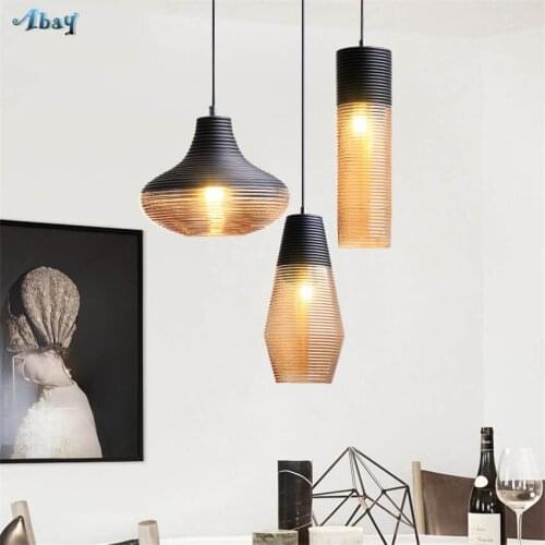 American vintage screw thread stained glass pendant lights for living room bar art deco dining room light fixtures led hang lamp