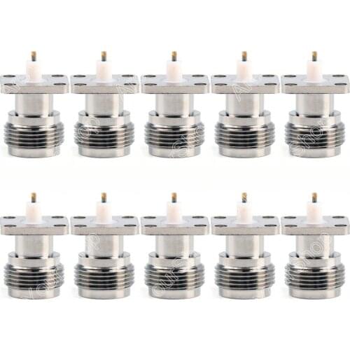 Areyourshop Sale 10 PCS Connector N Female Jack 4-Hole 17.5mm Flange PTFE Solder Panel Mount Wire Co