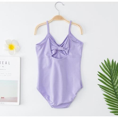 Girls Toddler Ballet Leotards Sleeveless Backless Bow Gymnastics Body Ballet Children Dance Clothes Cotton Ballerina Bodysuit