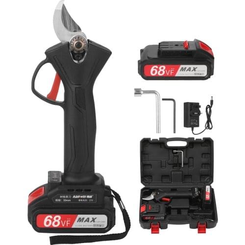 21V Brushless Cordless Electric Pruning Shears Backup Rechargeable 2.0A Lithium Battery Powered Tree Branch Pruner Garden