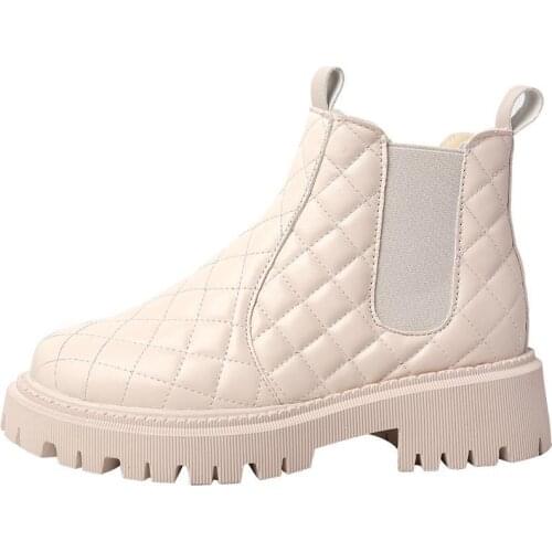 Shoes Woman Boots Non-Slip Snow Boots Women Raise The Bottom Warm with Velvet Short Lattice Luxury