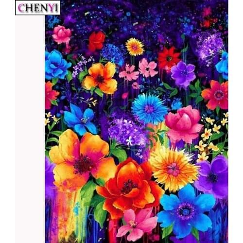 CHENYI DIY 5D Diamond Painting Flowers Cross Stitch Needlework Full Crystal Rhinestone Mosaic Art Diamond Embroidery Home Decor