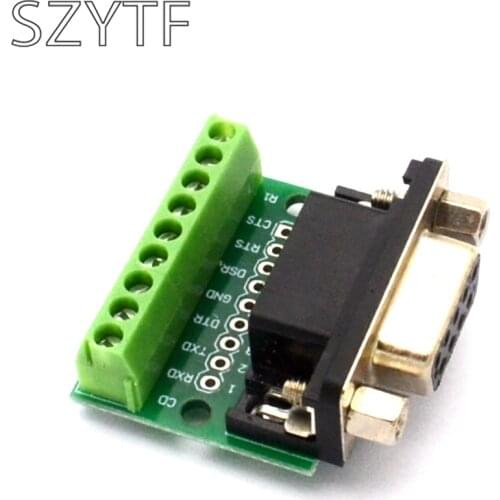 DB9 Male and Female Connector Adapter Screw Terminal 9-Pin 9-Hole RS232 RS485 Conversion Board