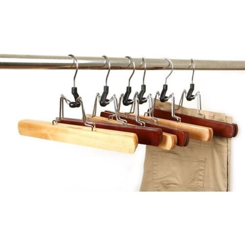 25cm/30cm/23cm 5pcs/lot Wooden Hangers with Clips for Pants Skirts Non-slip Solid Wood Hanger for Dry Wet Dress