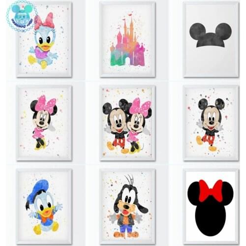 Disney Cartoon Minnie Mickey Mouse Canvas Print Poster Chiledren Mickey Donald Duck Wall Street Art Canvas Painting Posters Kids