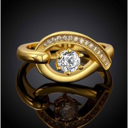 Hot sale fashion jewelry insets O shape gold color zircon ring anillos the exarch of rings for women SKGR081