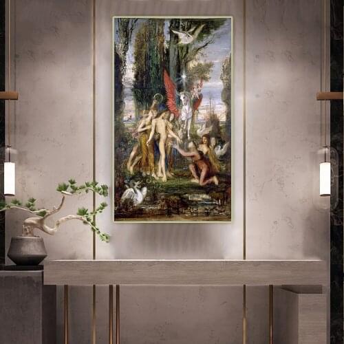 Hesiod and the Muses by Gustave Moreau Canvas Oil Painting Artwork Aesthetic Picture Poster Wall Hanging Decor Home Decoration