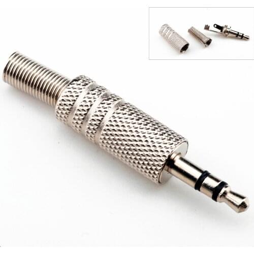 HWEXPRESS Hot 5 pcs 1/8" 3.5mm Male Plug Coaxial Audio Connector Solder Silver Tone