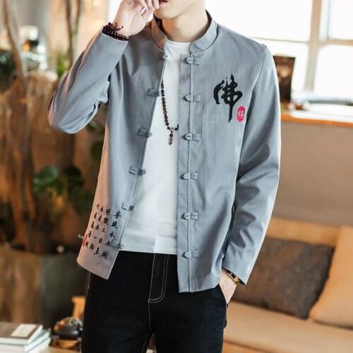 Chinese Style Buddha-Word Embroidery Jacket Men Streetwear Clothes Bomber Jacket Men Hip Hop Men Jacket Coat 4XL 2019 New