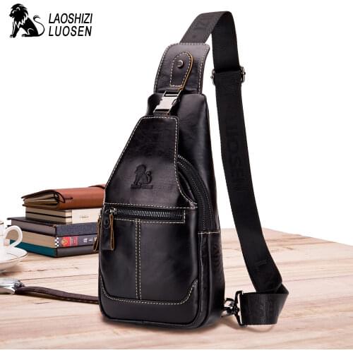 LAOSHIZI Brand men Shoulder bags casual messenger bags Fashion GENUINE Leather Male Crossbody chest bag men leather bag