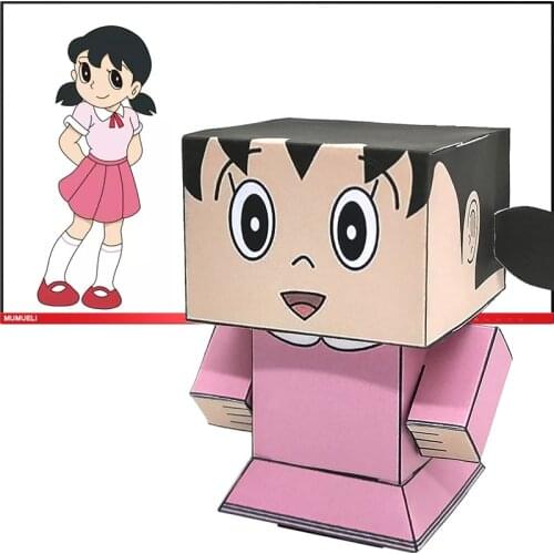 No-glue Doraemon Minamoto Shizuka Cutting Cute 3D Paper Model Papercraft Anime Figure DIY Cubee Kids Adult Craft Toys CS-033