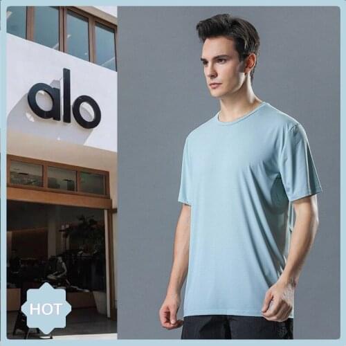 New Launch Yoga Sports Mens Tops T-shirts Short Sleeve Quick Dry Fabric Outdoor Sports Running Summer Clothes Fitness Shaping