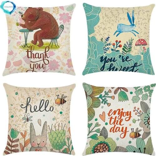 Tropical Plant Cotton Linen Throw Pillow Case Square Cotton Linen Cushion Cover Animal Pattern Pillow Cover 45X45CM Gift