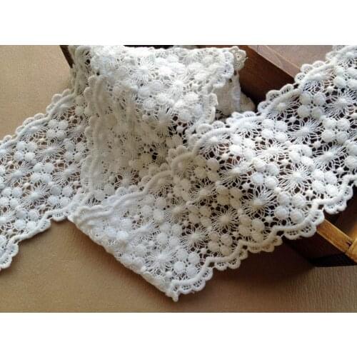New French Pure Cotton Lace Trim Ivory White Lace Accessories Embroidery Ancient Lace Trim For Bridal Veils