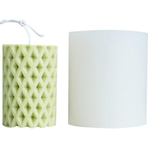 New Silicone Mold DIY Diamond-shaped Hole Cylindrical Candle Mold Column Handmade Scented Candle Making Mold For Home Decor