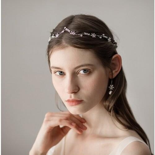 Romantic Sweetheart Bridal Headdress Silver Alloy Beads Rhinestone Snowflake Headband for Wedding Perform Studio Travel O363