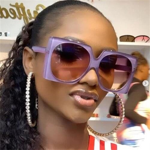 Purple Oversized Square Sunglasses luxury women big goggles mens shades fashion retro glasses Sexy large eyewear driving UV400