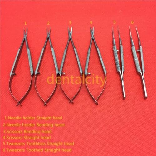 14cm Stainless steel ophthalmic microsurgical instruments scissors+Needle holders +tweezers Stainless steel surgical tools