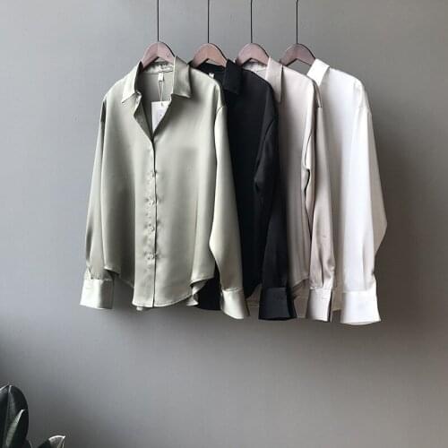 Shirt Women 2021 Spring Summer Fashion Pure Color Temperament Loose Long Sleeve Lapel Business Affairs Office Shirt Women Top