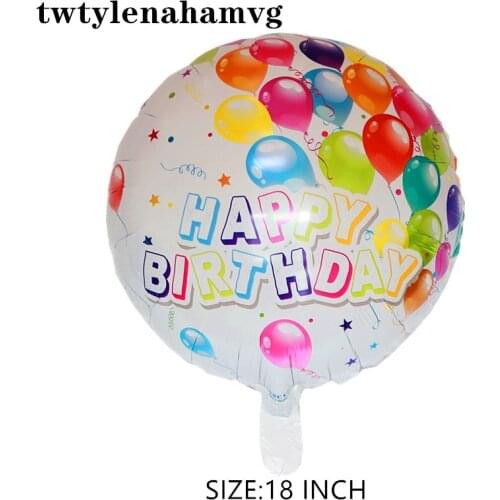 18-Inch Colored Round Happy Birthday Aluminum Foil Balloon Fathers Day Wedding Anniversary 30-Year-Old Gift Childrens Toy Ball
